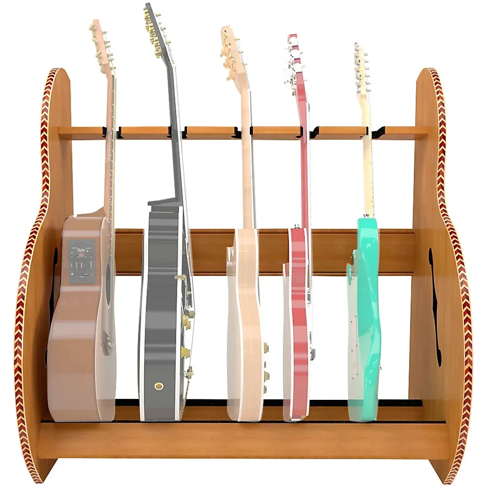 Стойка для гитары A&S Crafted Products Session Deluxe Short Size, красный дуб, на 5 кейсов