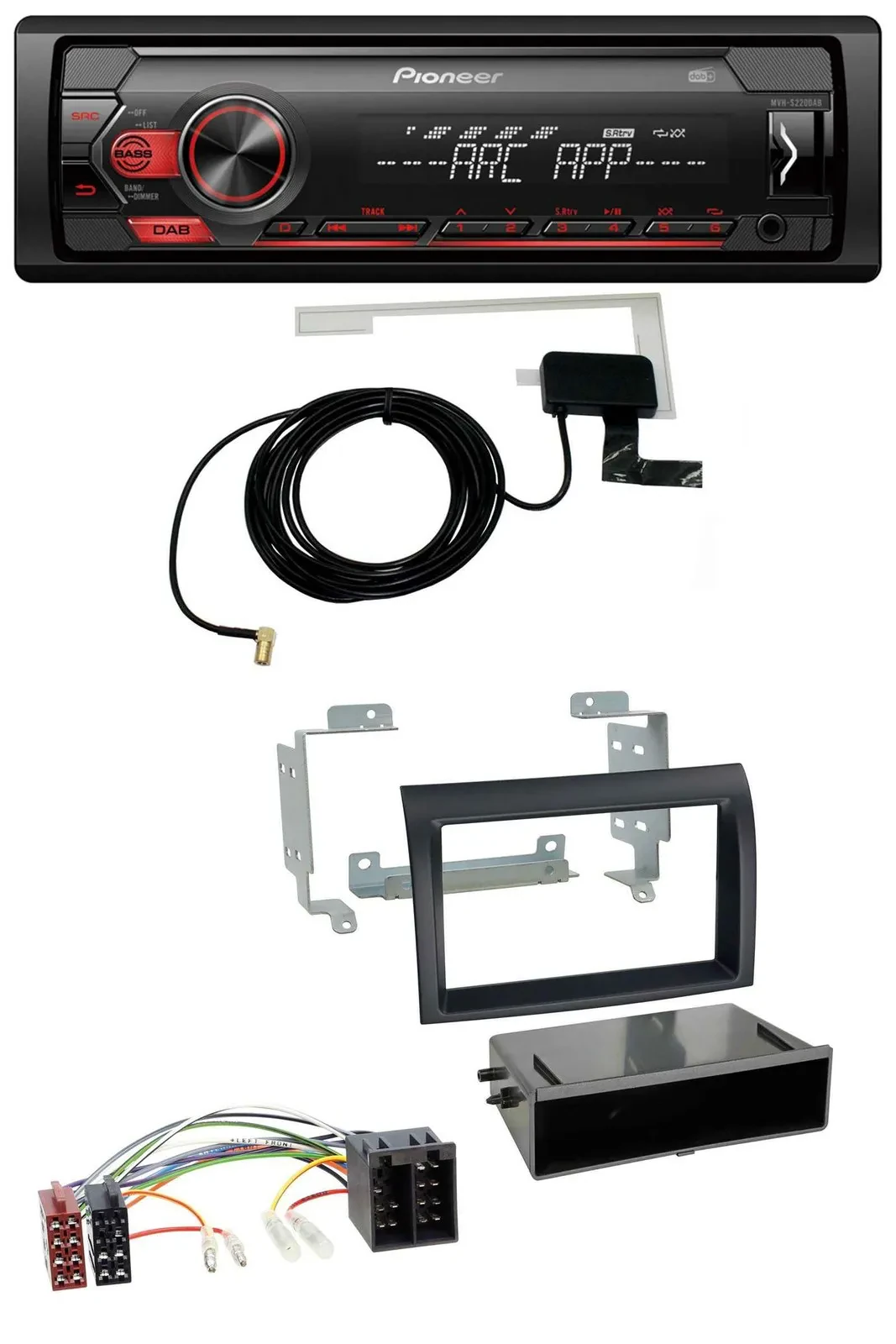 Автомагнитола Pioneer 1-DIN, USB, DAB, MP3, AUX для Fiat Ducato (2006–2010), черная