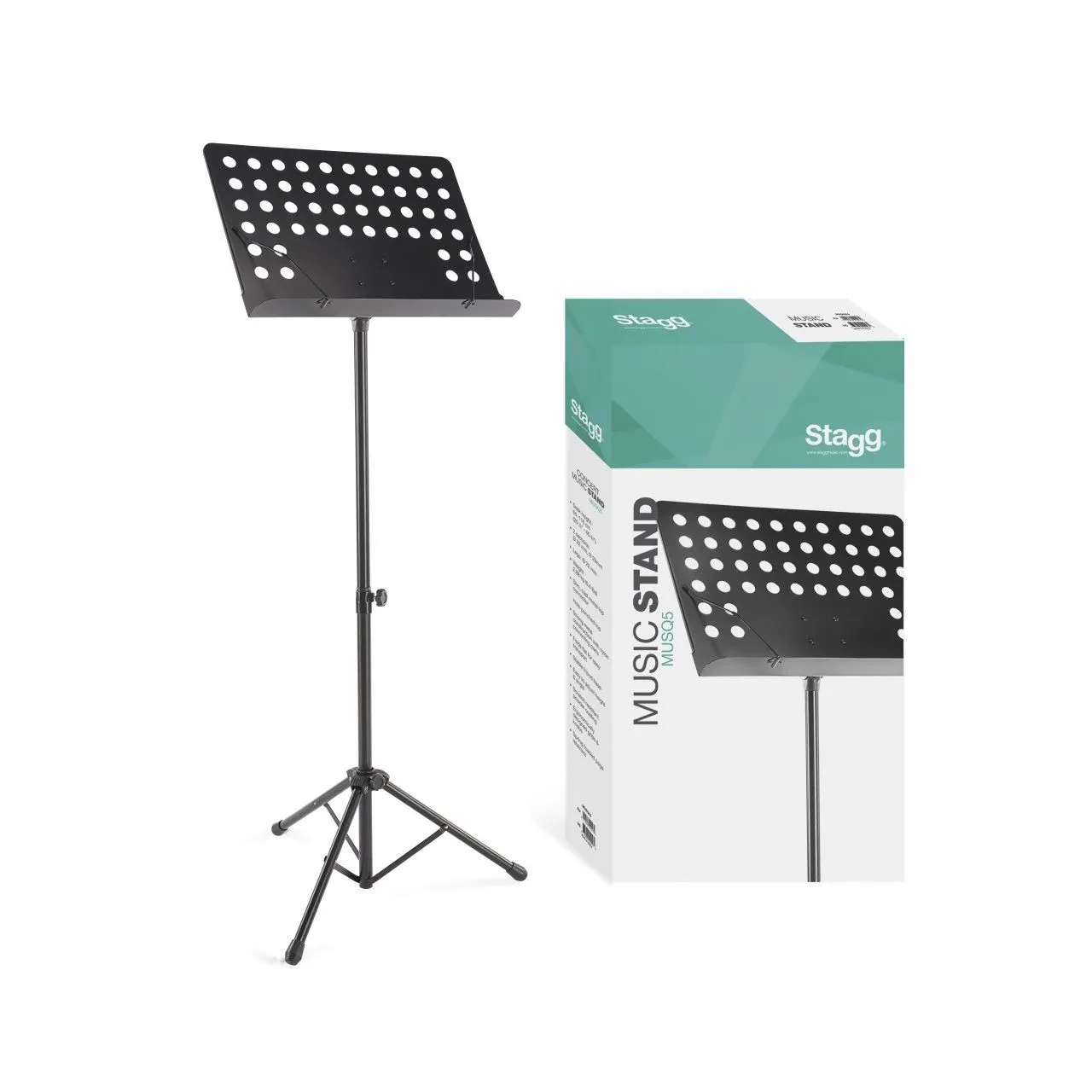 Пюпитр STAGG MUSQ5 оркестровый, перфорированная металлическая панель, черный