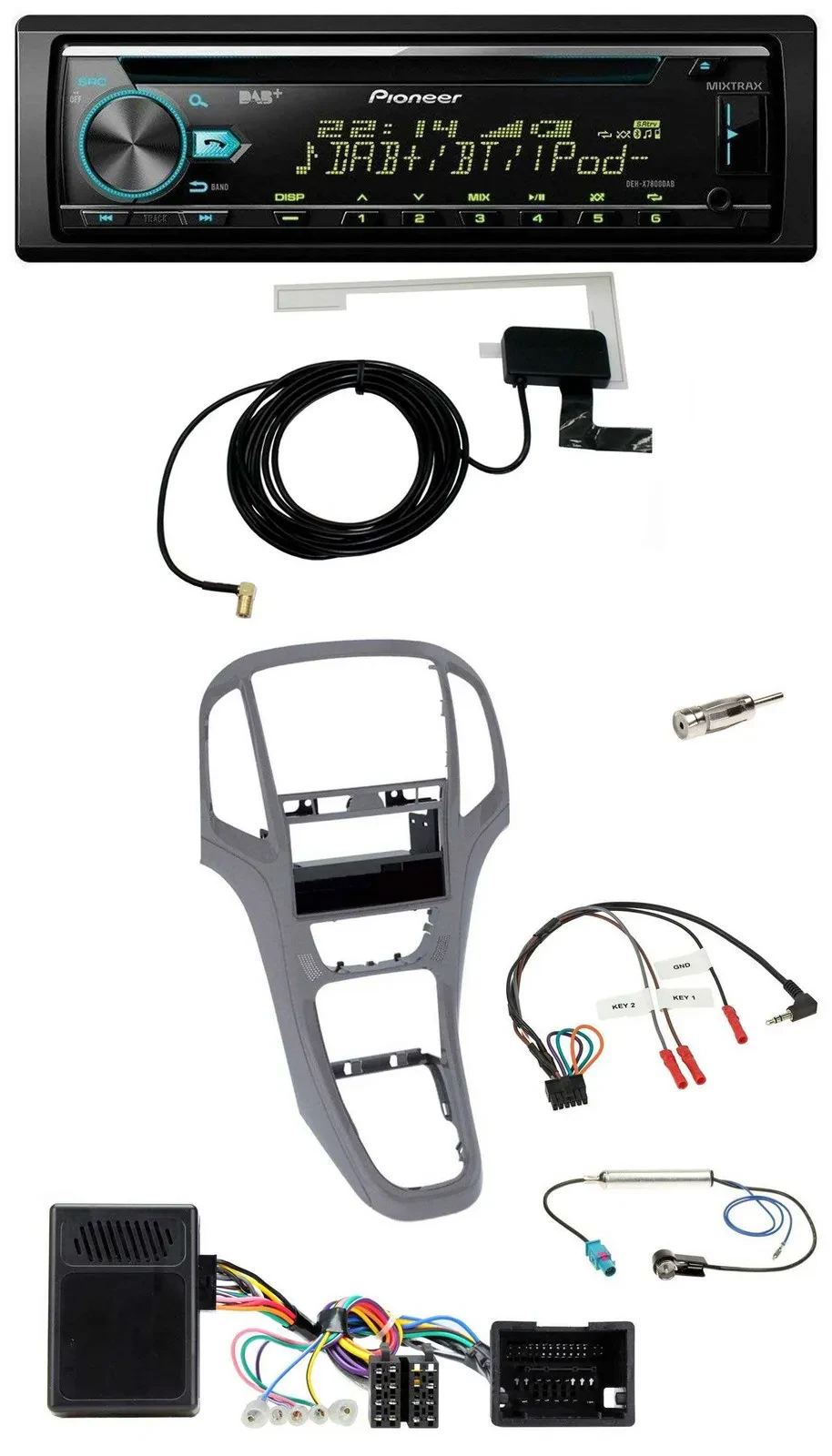 Pioneer MP3 Lenkrad CD USB DAB Autoradio für Opel Astra J ab 2009 Titan grau