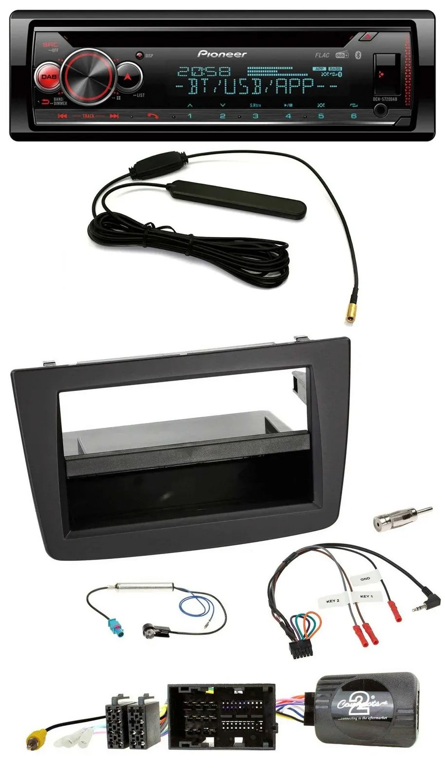 Автомагнитола для Alfa Romeo Mito (955) 2014–2018 Pioneer USB, DAB, Bluetooth, CD, поддержка управления с руля, черный