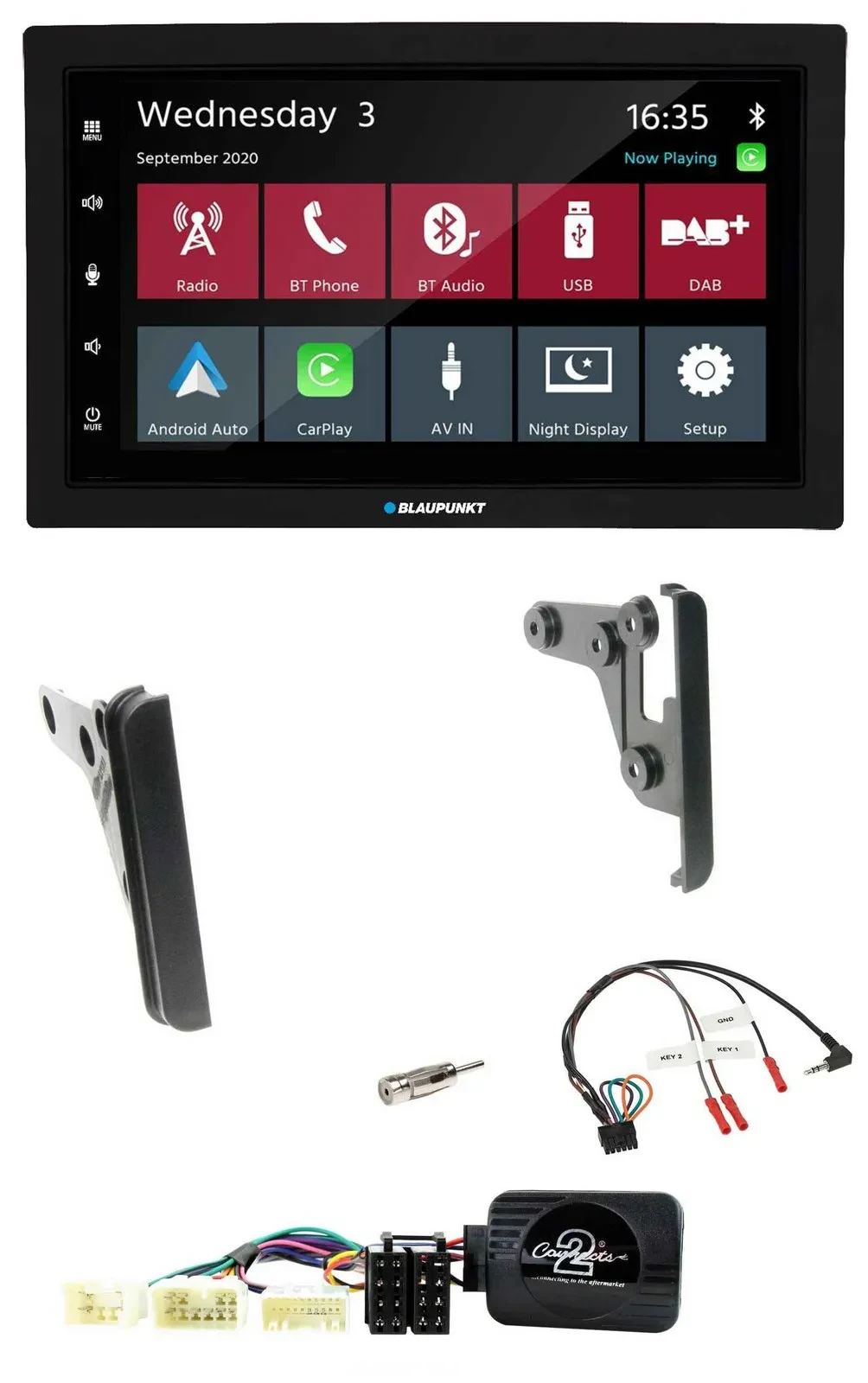 Автомагнитола Blaupunkt 2-DIN, DAB, Bluetooth, USB, поддержка кнопок на руле, для Toyota RAV4 2001–2005