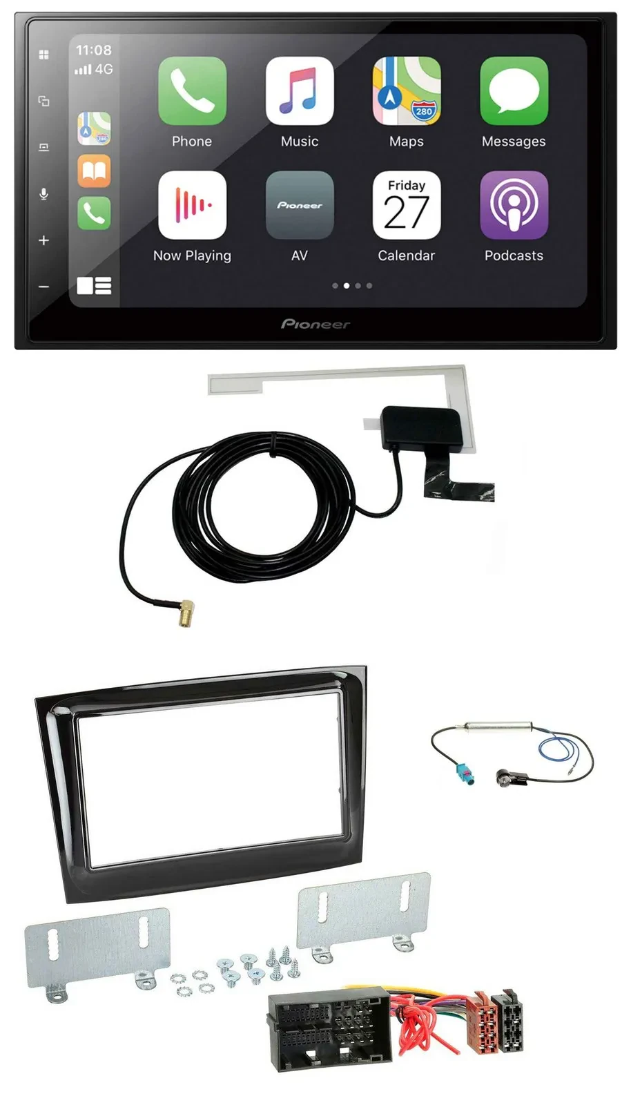 Автомагнитола Pioneer 2DIN USB, Bluetooth, DAB, MP3 для Fiat Doblo (с 2015), чёрный (piano black)