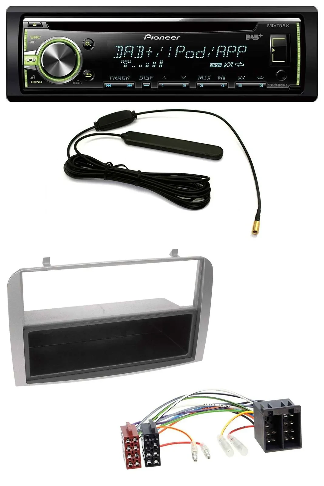 Автомагнитола для Alfa Romeo 147/GT Pioneer MP3 USB CD DAB AUX серебристая с нишей