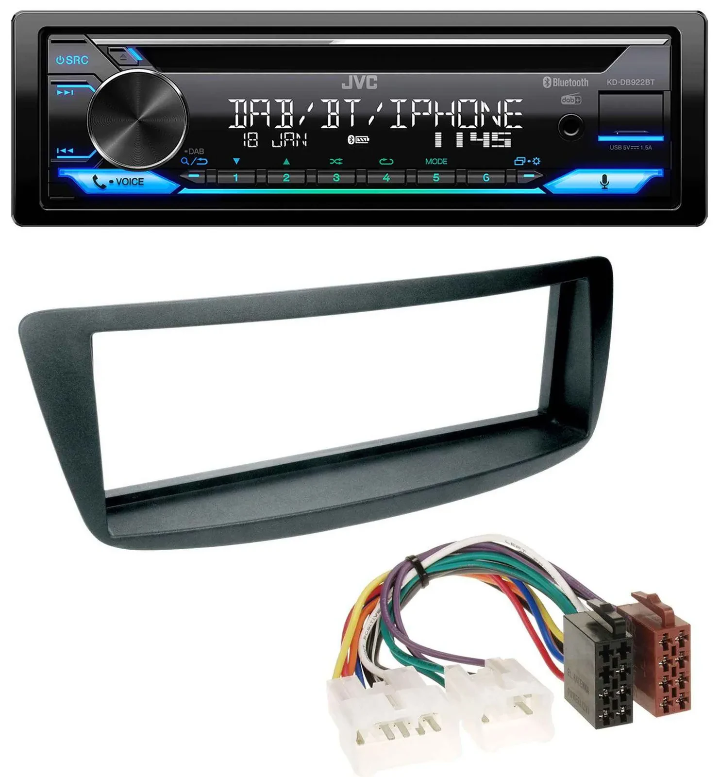 Автомагнитола для Toyota Aygo (AB1, 2005–2014) JVC Bluetooth, MP3, USB, DAB, CD