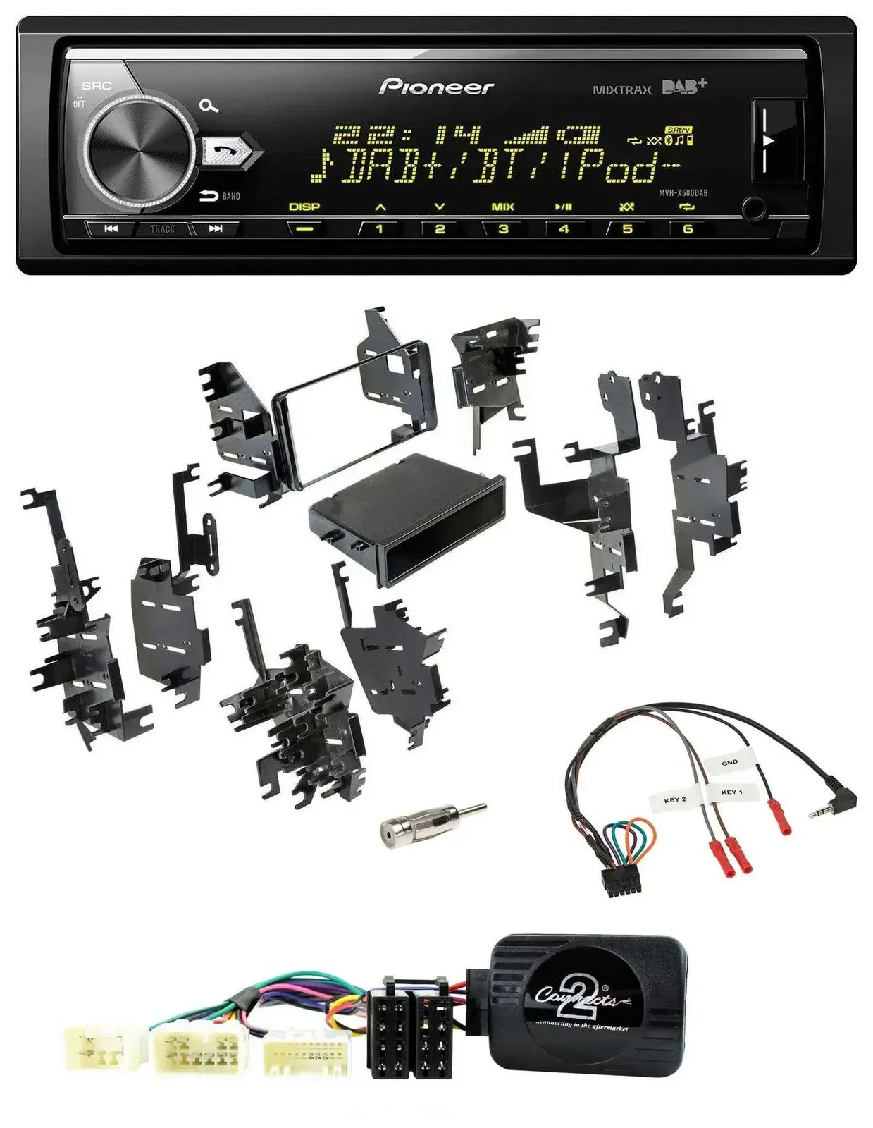 Автомагнитола Pioneer Bluetooth, USB, DAB для Toyota Yaris 2007–2012 с поддержкой управления на руле