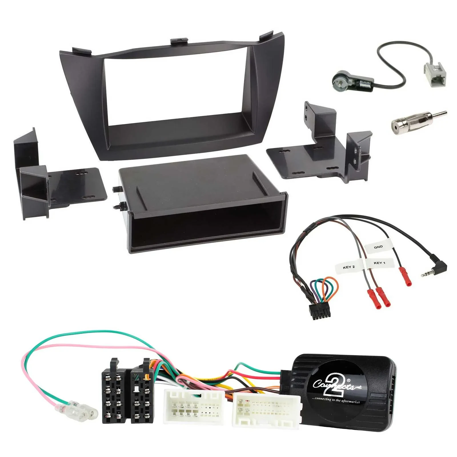 Einbauset Lenkradadapter DIN Autoradio für Hyundai ix35 2010-2013 schwarz