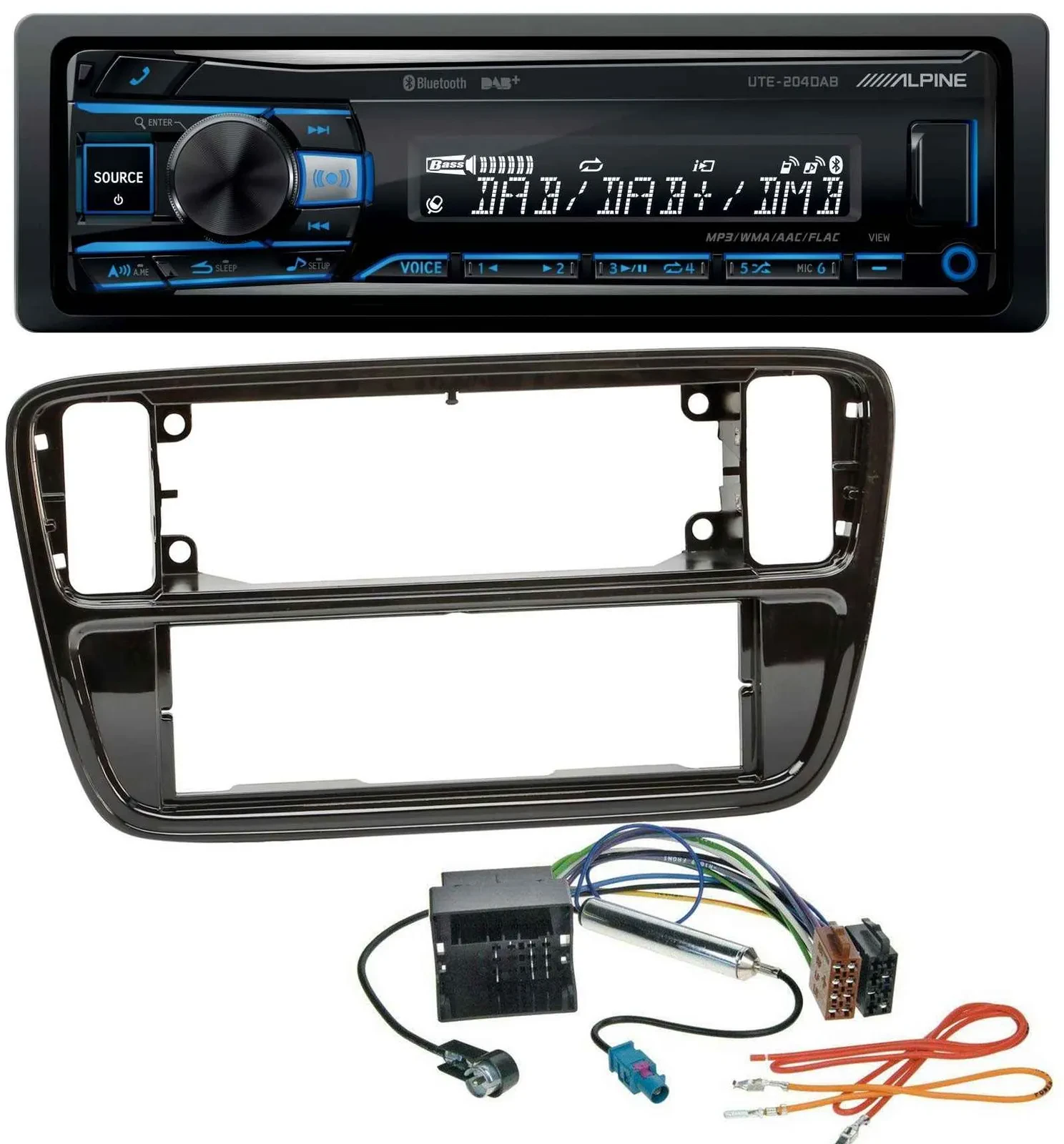 Alpine USB Bluetooth DAB MP3 Autoradio für VW Up AA AAN 2011-2016 piano black