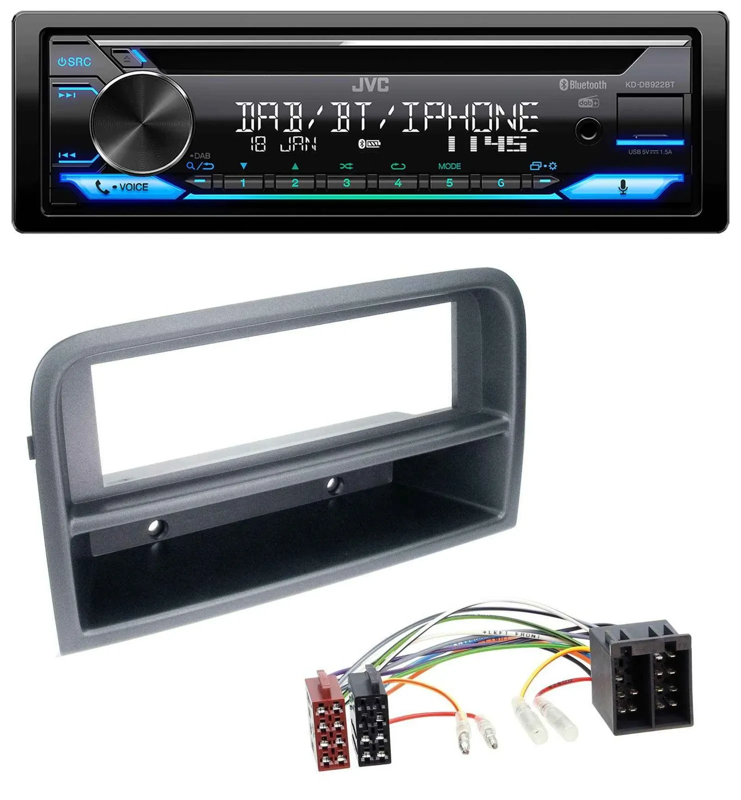 JVC Bluetooth MP3 USB DAB CD Autoradio für Fiat Croma (ab 2005)