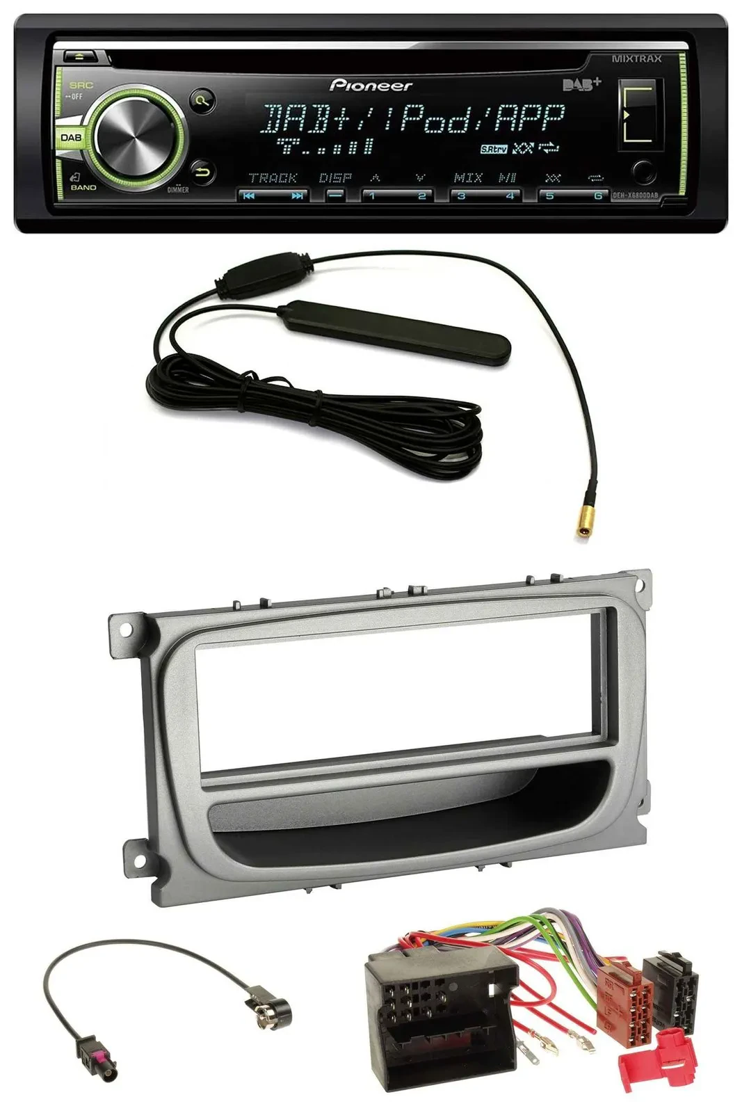 Pioneer MP3 USB CD DAB AUX Autoradio für Ford Mondeo S-Max 07-14 silber Ablagefa