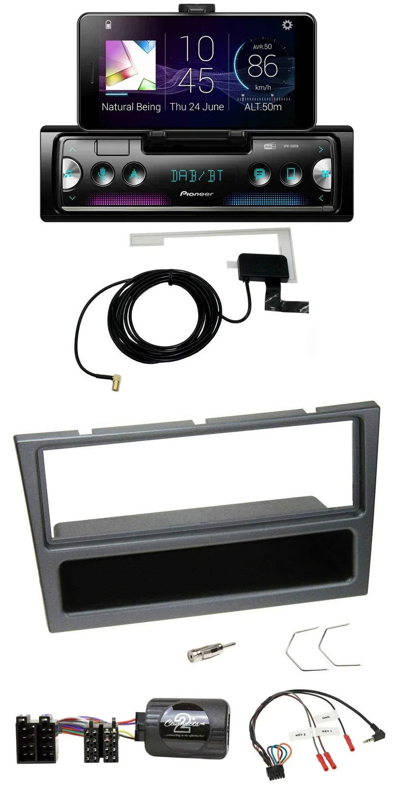 Pioneer DAB Bluetooth Lenkrad USB Autoradio für Opel Corsa C 2000-04 charcoal