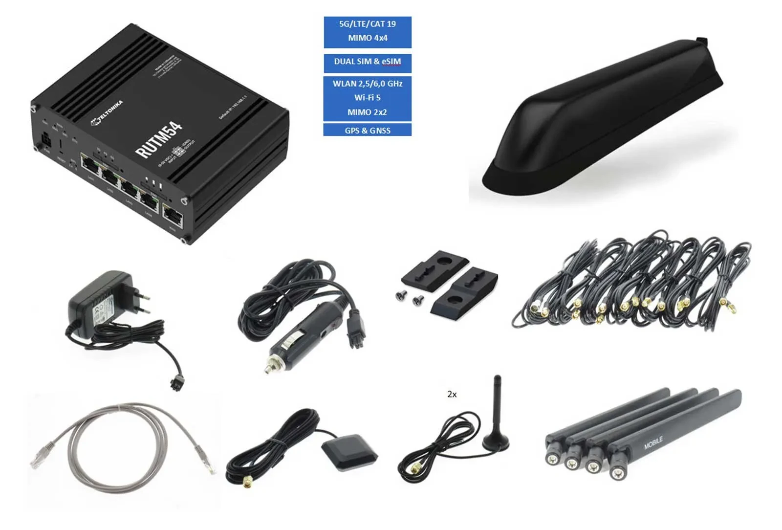 Teltonika 5G LTE WLAN Router RUTM54 mit ANT1215 TEL-RUTM54-1215