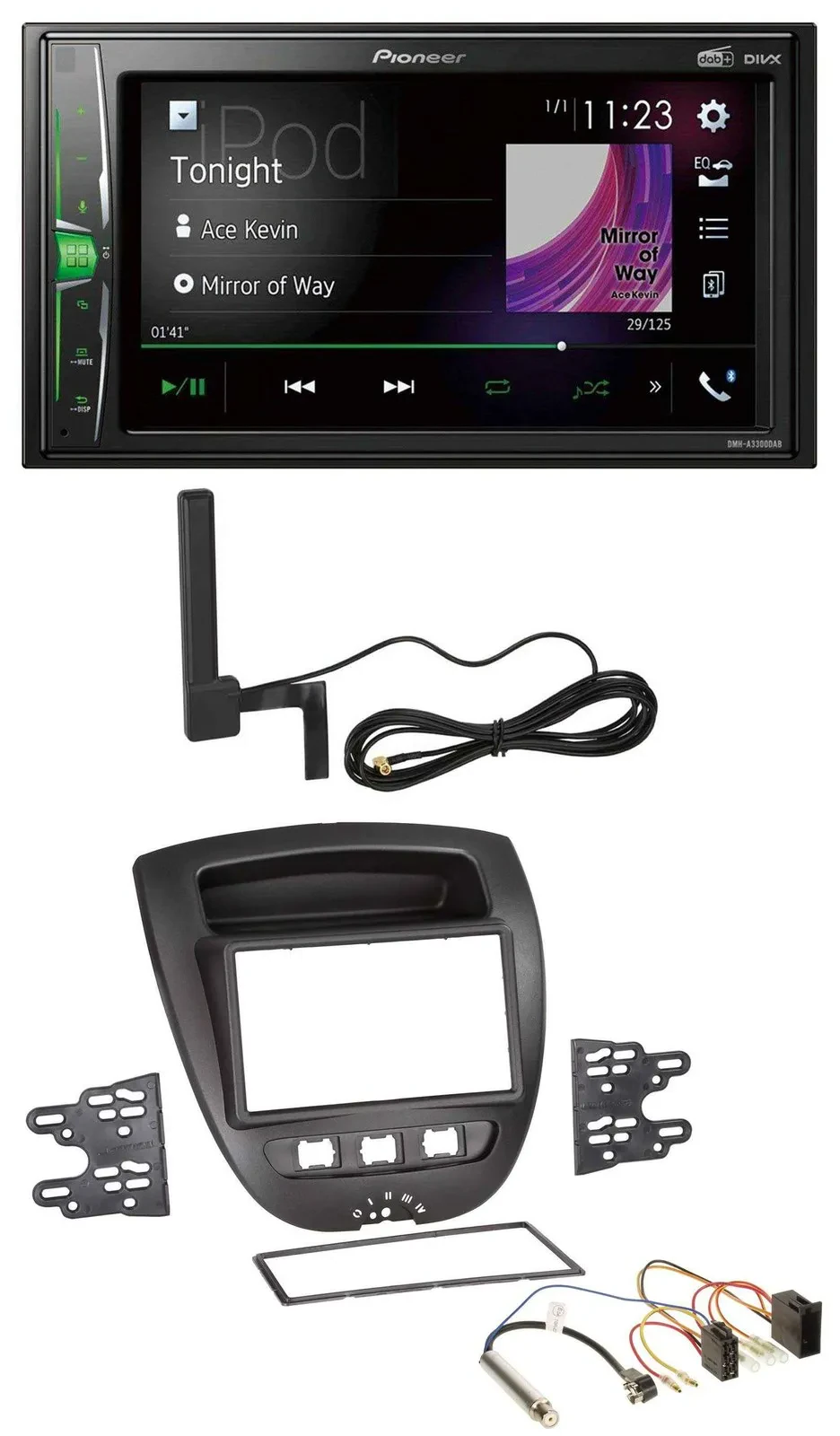 Pioneer MP3 DAB AUX 2DIN Bluetooth Autoradio für Peugeot 107 Citroen C1 Toyota A