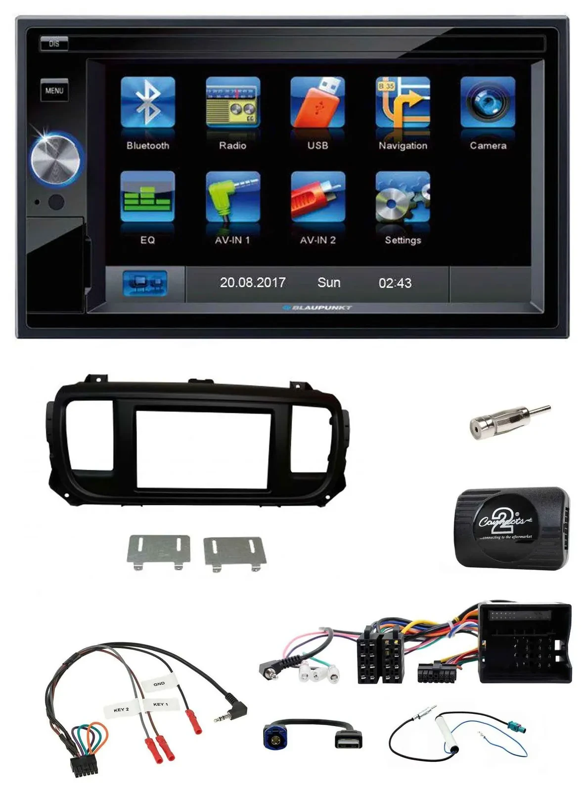 Blaupunkt SD USB TMC Bluetooth 2DIN Lenkrad Navigation für Citroen Jumpy Erstaus