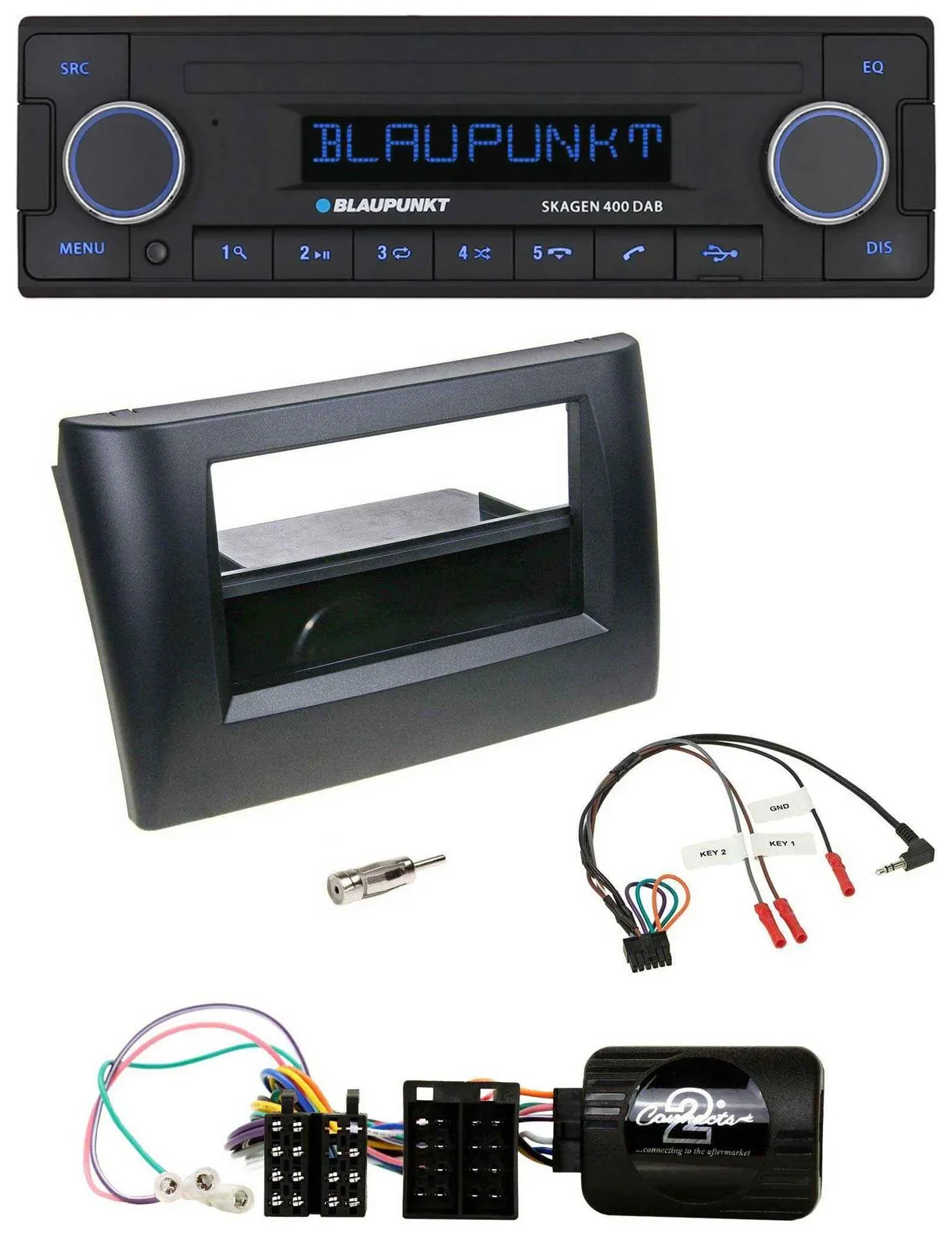 Blaupunkt DAB USB Bluetooth Lenkrad Autoradio für Fiat Stilo 01-07 schwarz Ablag