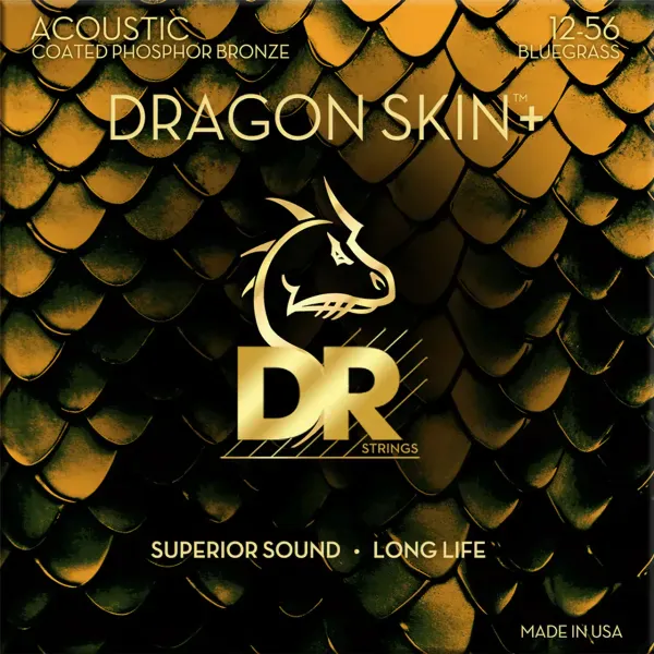 Струны для акустической гитары DR Strings DAP-12/56 Dragon Skin+ Coated Phosphor Bronze 12-56