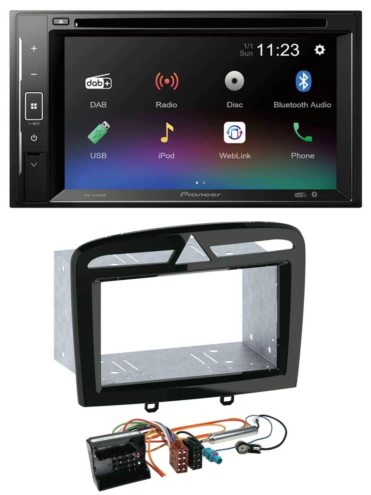 Pioneer Bluetooth MP3 USB 2DIN DAB DVD Autoradio für Peugeot 308 SW CC 09-14 sch