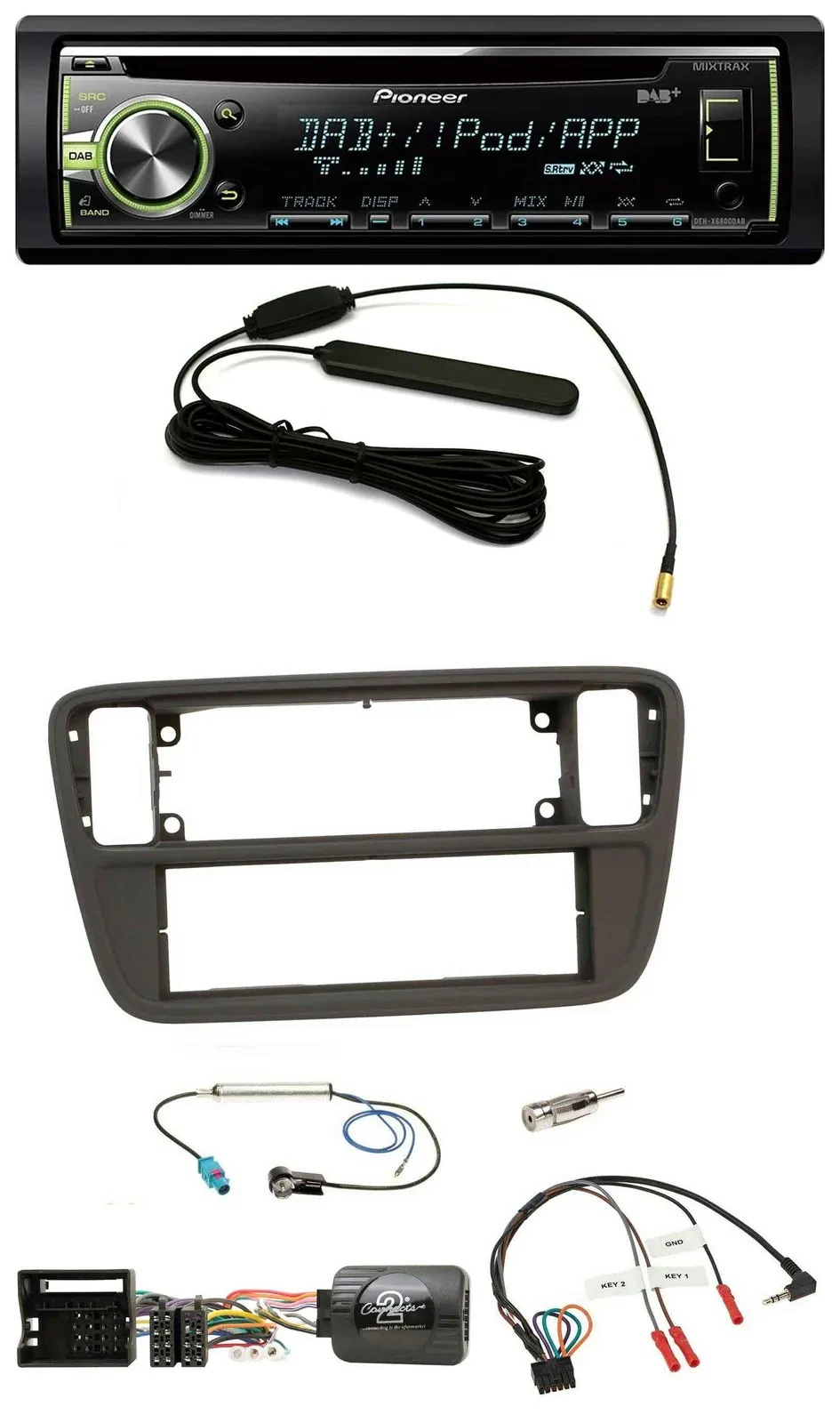 Pioneer MP3 USB CD DAB Lenkrad Autoradio für VW Up AA AAN 11-16 schwarz