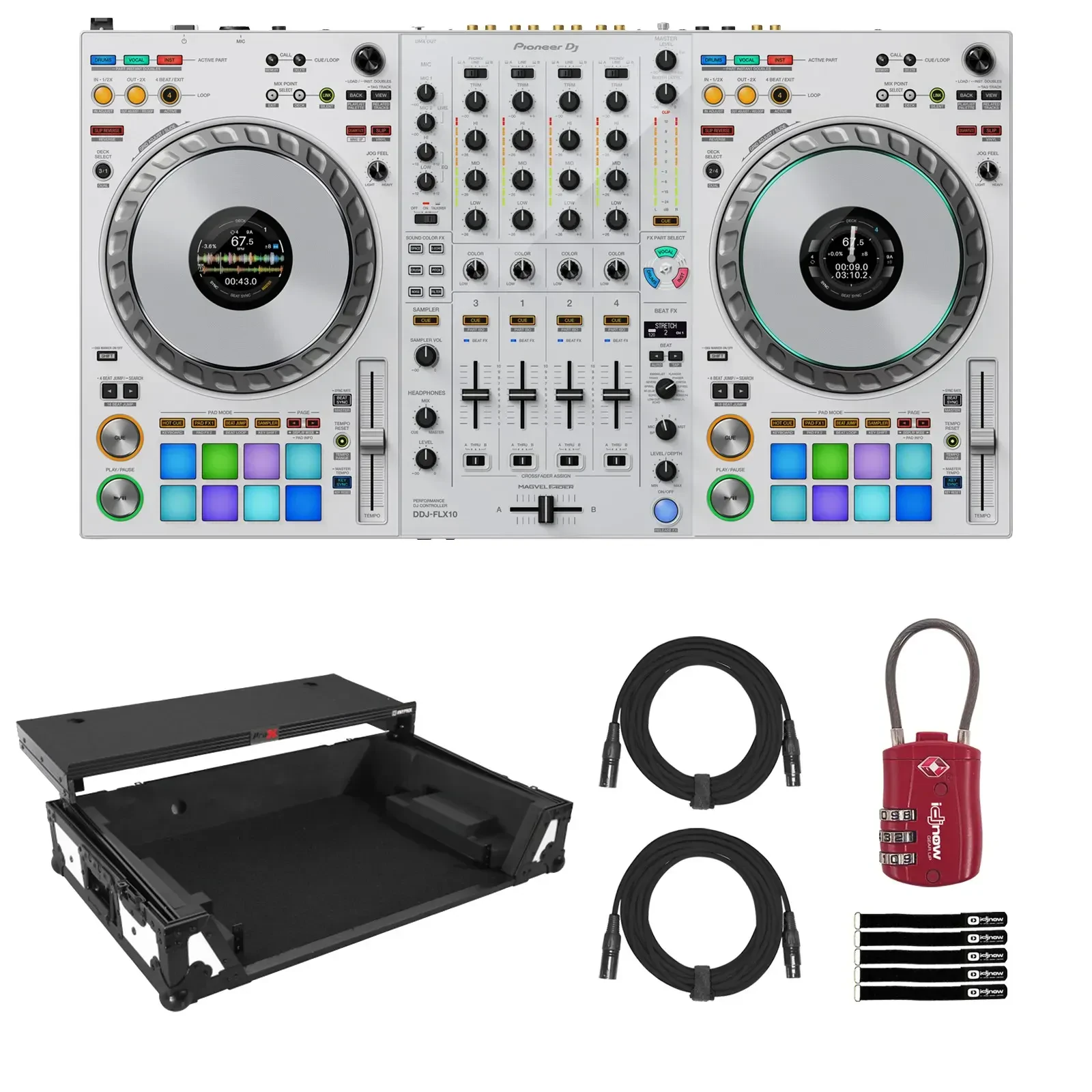 DJ-контроллер с джогом Pioneer DDJ-FLX10 White с аксессуарами