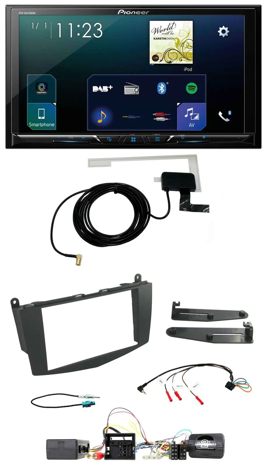 Pioneer 2DIN DAB USB Lenkrad Bluetooth Autoradio für Mercedes C W204 Aktivsystem