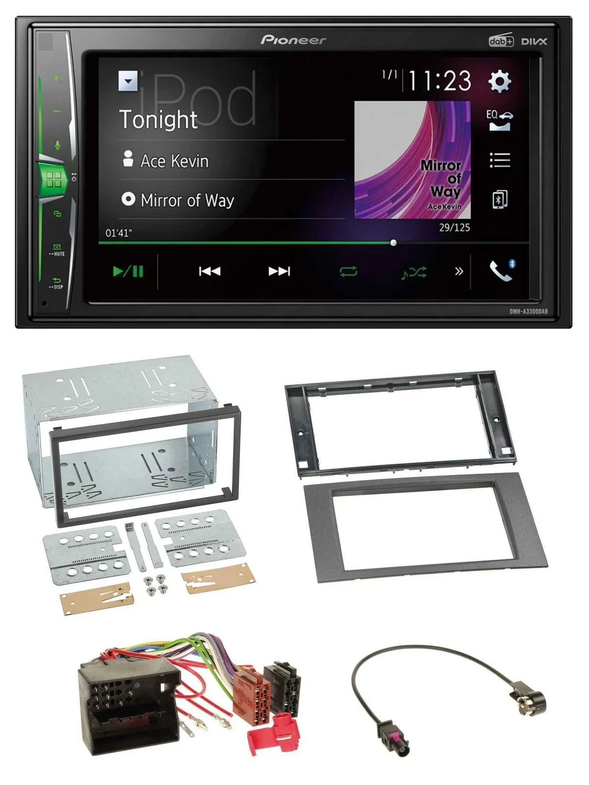 Pioneer 2DIN MP3 DAB USB Bluetooth Autoradio für Ford Fiesta Focus 04-08 anthraz