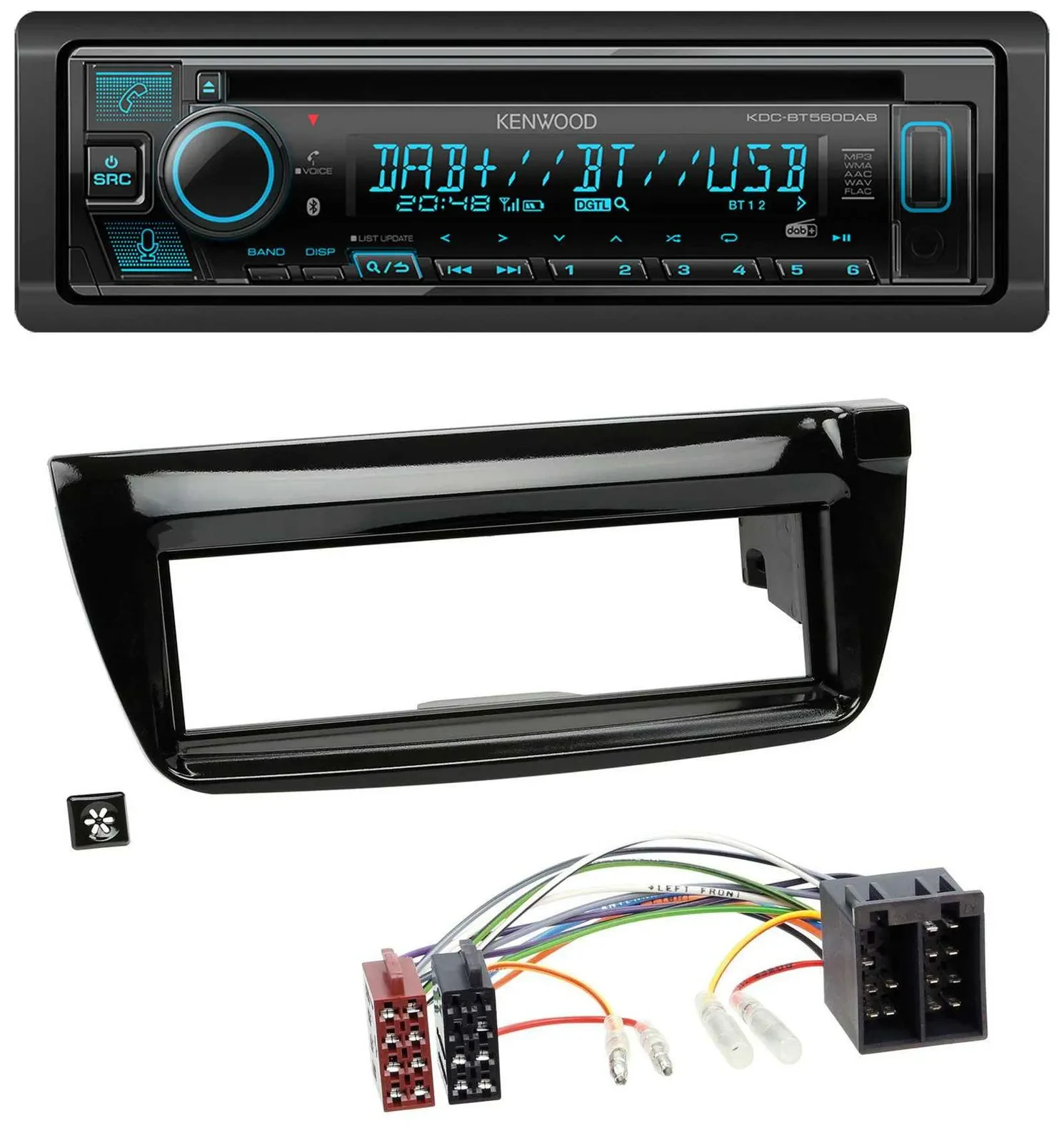 Автомагнитола Kenwood Bluetooth DAB CD MP3 USB для Opel Combo (с 2011), Fiat Doblo (2012–2015)