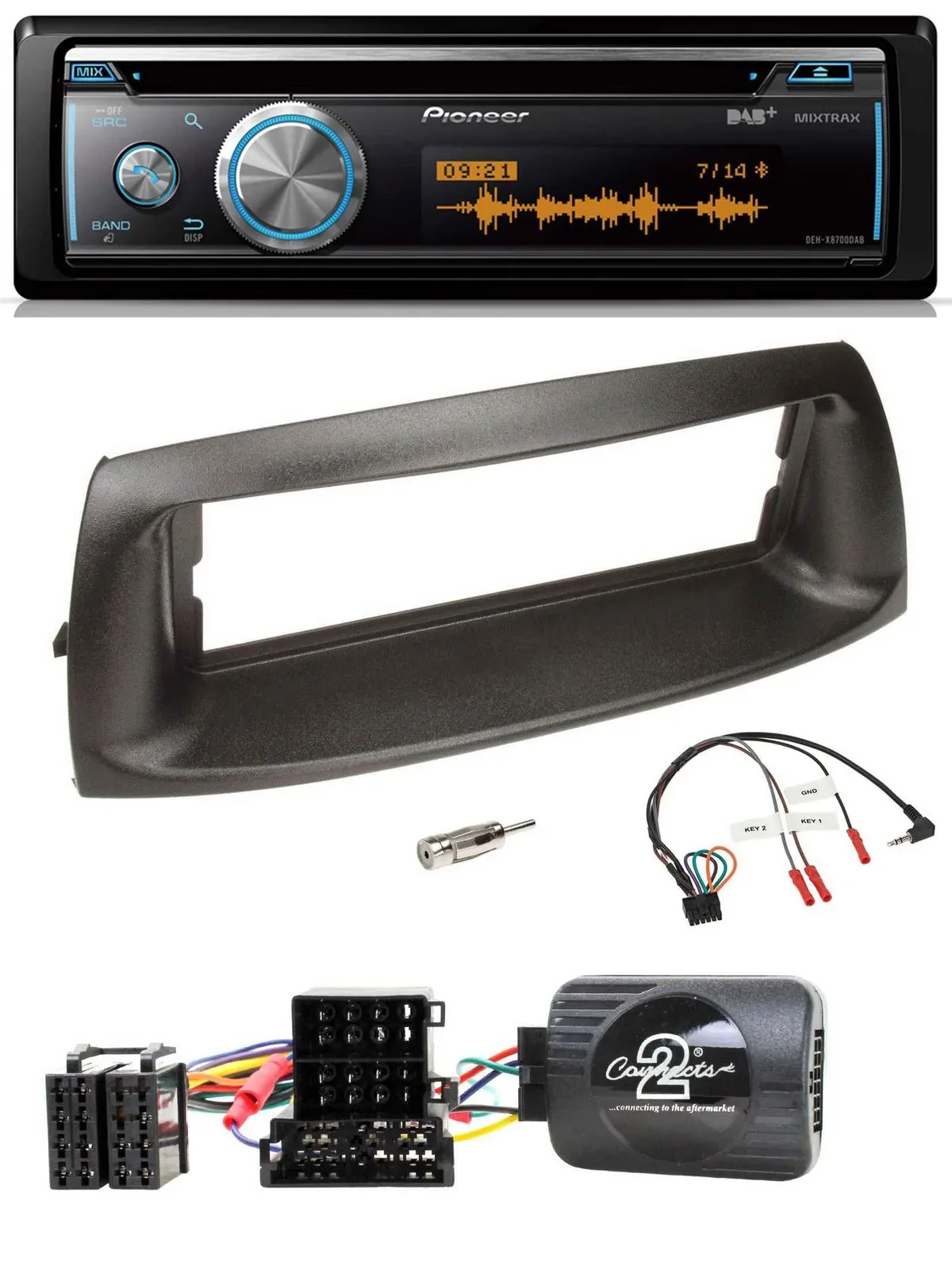 Автомагнитола Pioneer DAB USB CD Bluetooth для Fiat Punto 1999–2005 с управлением с руля