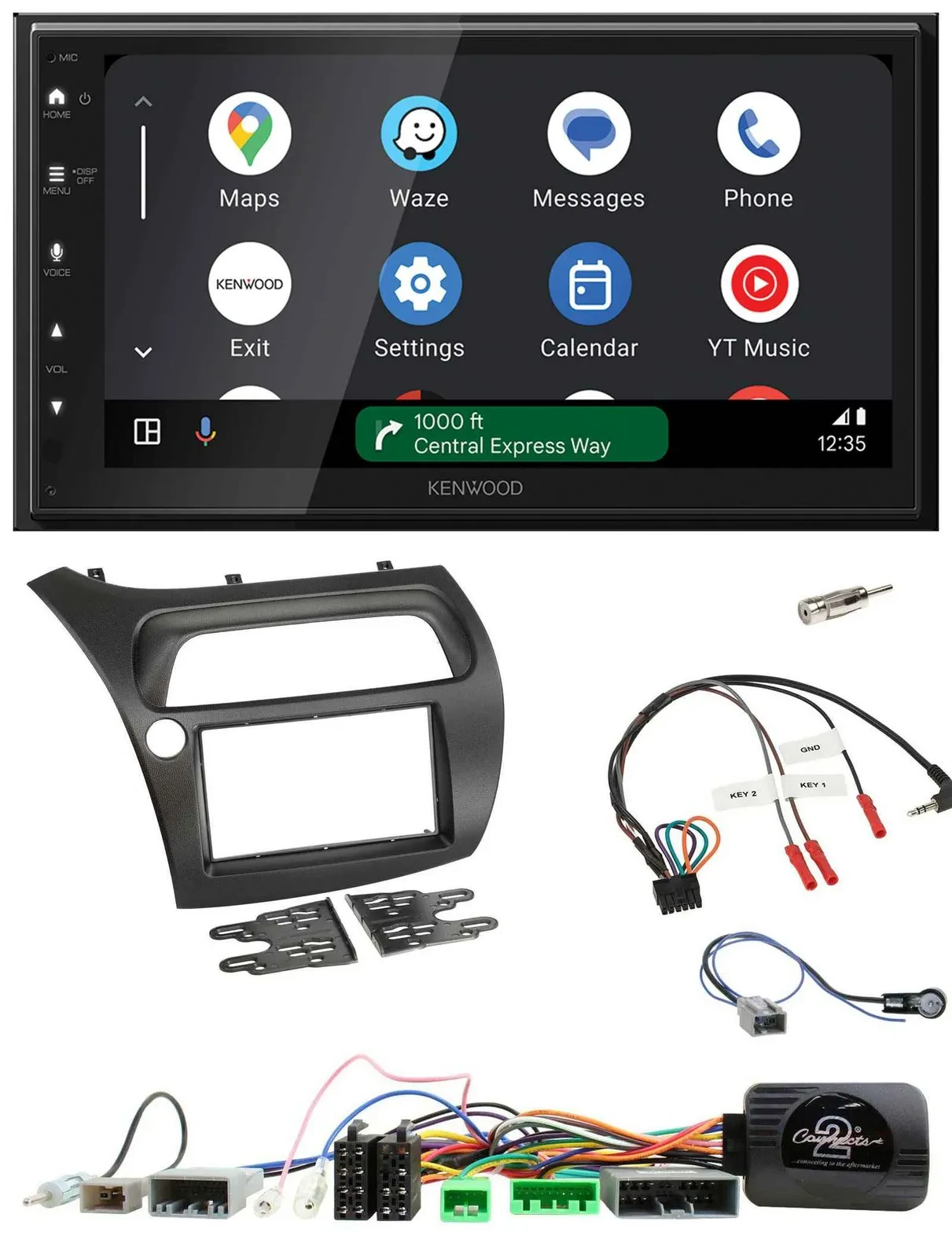 Kenwood DAB Bluetooth USB Lenkrad 2DIN Autoradio für Honda Civic 2006-2012