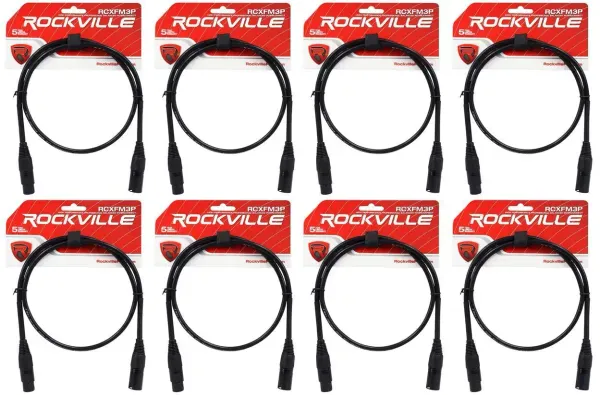 Микрофонный кабель Rockville RCXFM3P-B Black 0.9 м (8 штук)