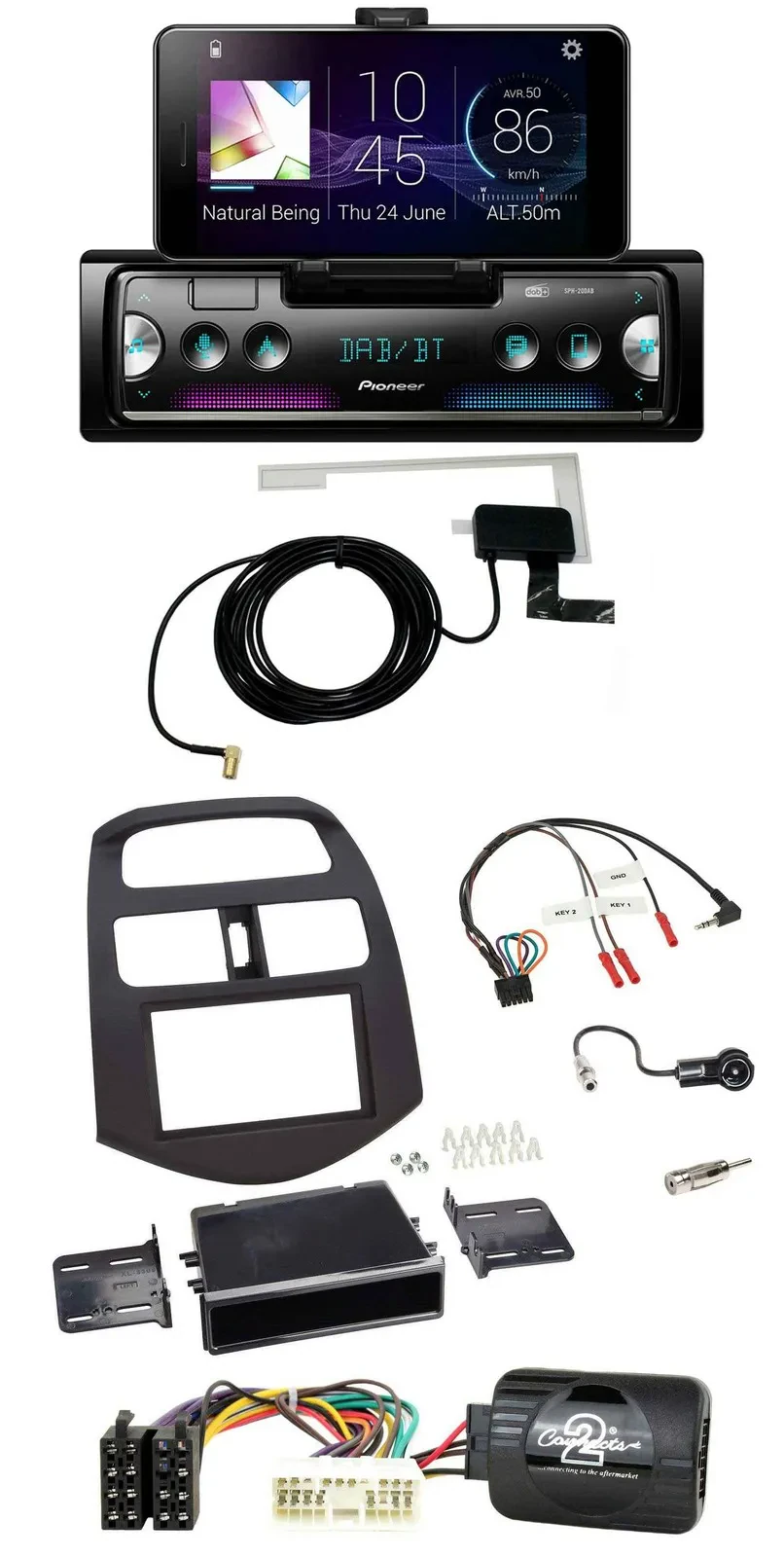 Pioneer DAB Bluetooth Lenkrad USB Autoradio für Chevrolet Spark KLM 2012-2013