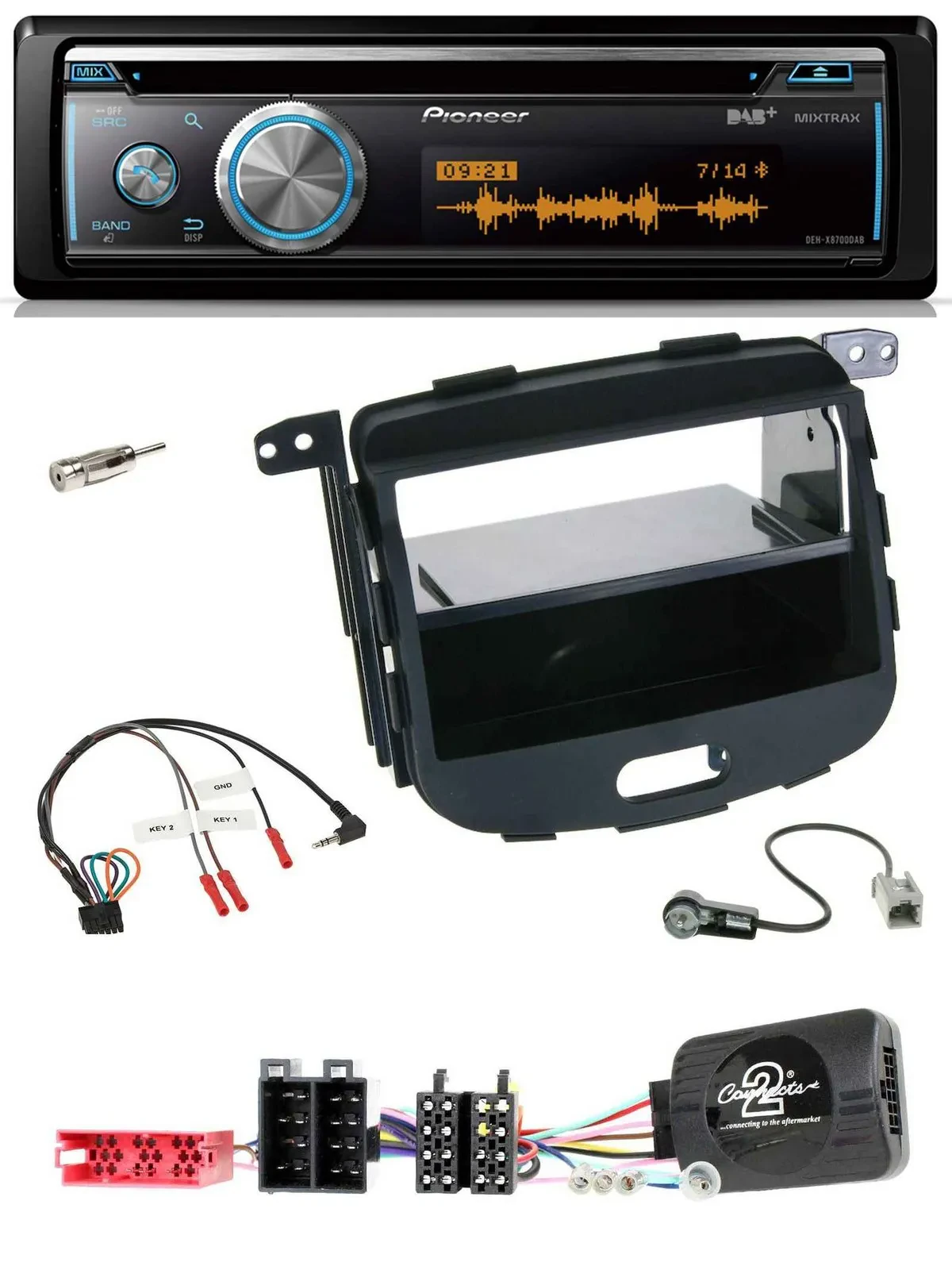 Автомагнитола для Hyundai i10 (2009–2013) Pioneer DAB USB CD Bluetooth, поддержка управления с руля, черная