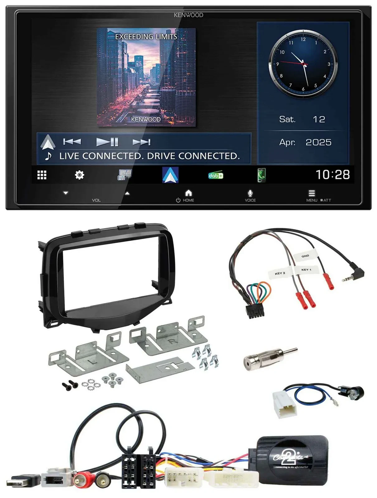 Kenwood Bluetooth 2DIN USB DAB Lenkrad Autoradio für Toyota Aygo 2014-2021