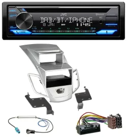 Автомагнитола для Ford Fiesta JVC Bluetooth, MP3, USB, DAB, CD, серебристая