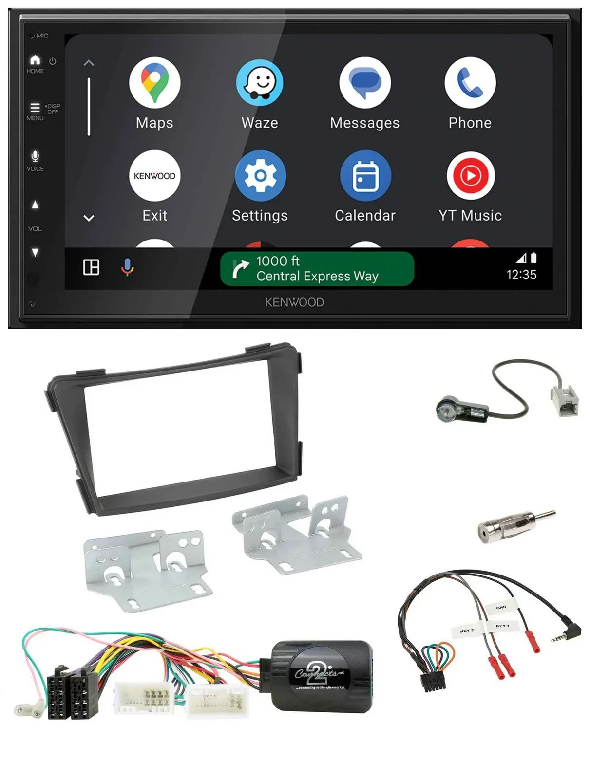 Автомагнитола Kenwood 2DIN, DAB, Bluetooth, USB, поддержка кнопок на руле, для Hyundai i40 VF (с 2011), черный