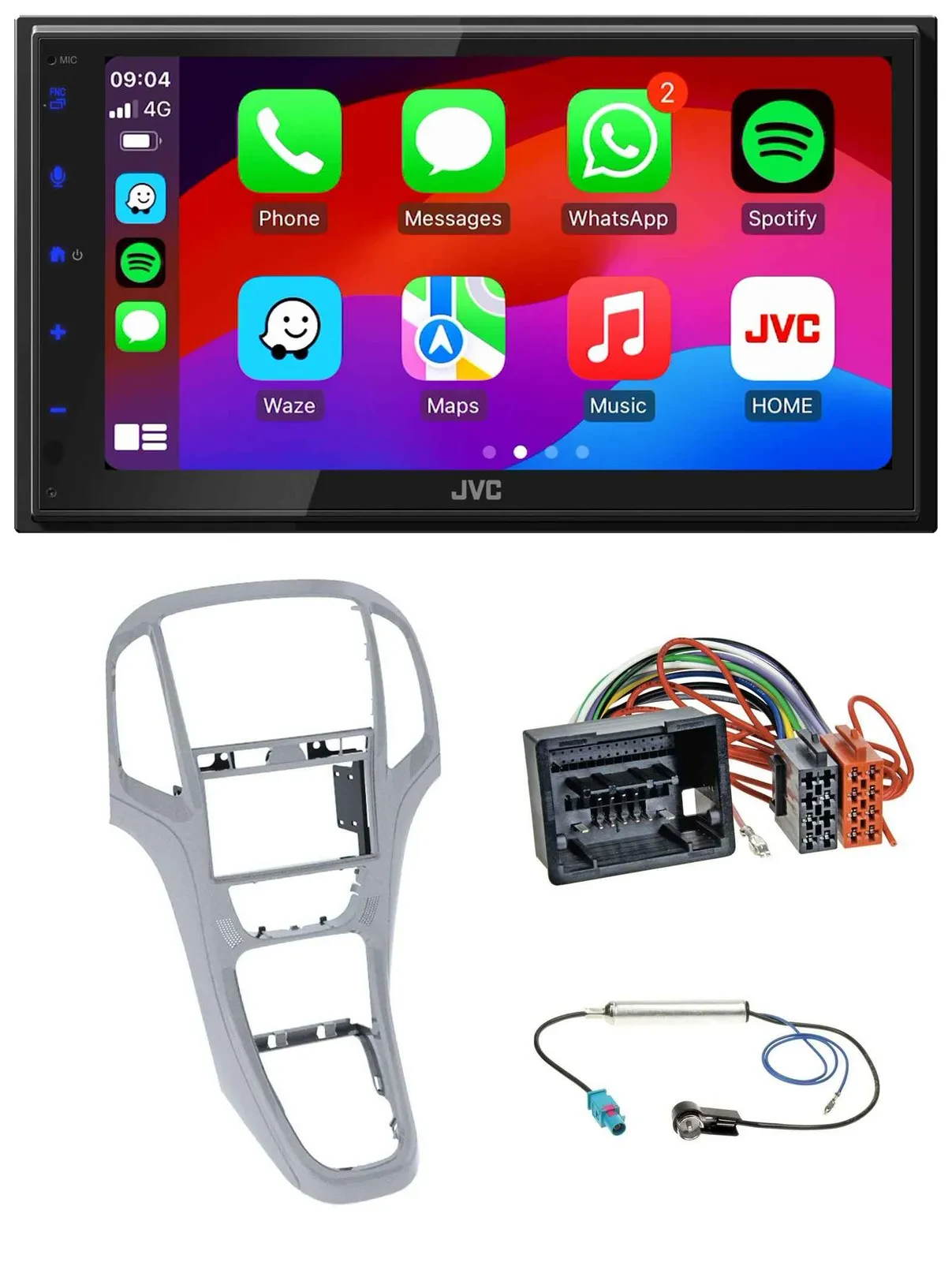 JVC Bluetooth 2DIN MP3 DAB USB Autoradio für Opel Astra J ab 2009 Platinsilber