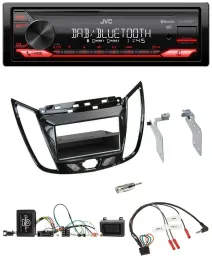 JVC Bluetooth USB DAB Lenkrad Autoradio für Ford C-Max Kuga Klavierlack schwarz