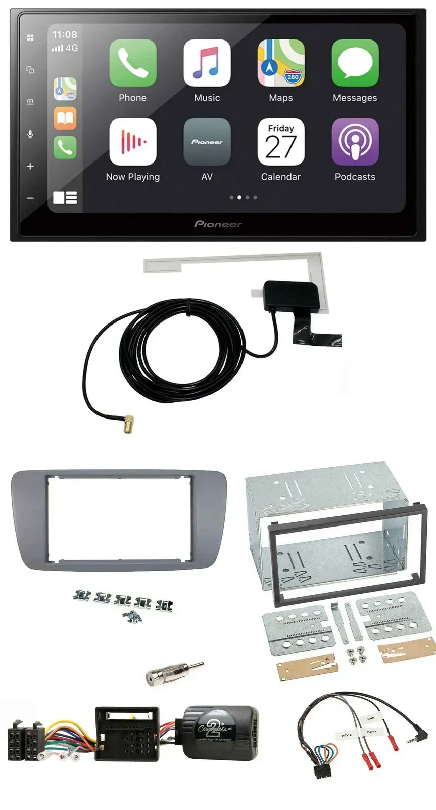 Автомагнитола для Seat Ibiza (с 2008) Pioneer 2-DIN USB Bluetooth DAB, с поддержкой кнопок на руле