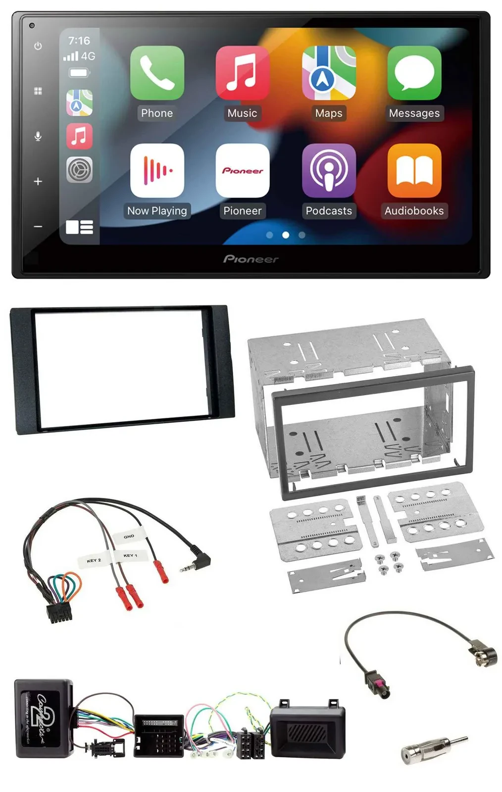 Pioneer DAB Bluetooth 2DIN USB Lenkrad Autoradio für Ford Kuga 2008-12 schwarz