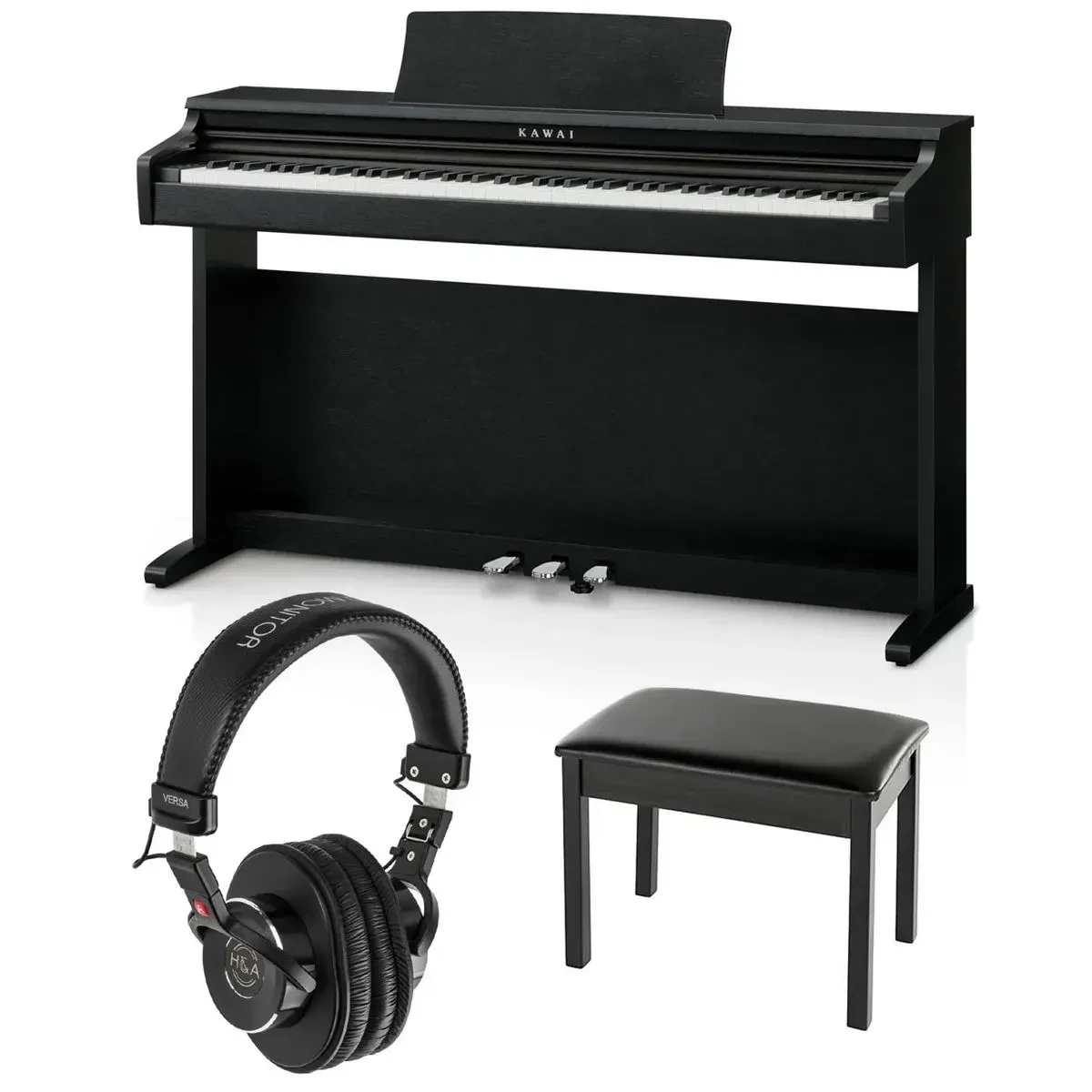 Kawai KDP120 88-Key Digital Piano with Bench, Satin Black with Headphones