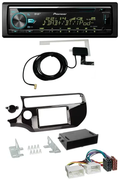 Pioneer MP3 AUX CD USB DAB Autoradio für Kia Rio UB ab 2015 piano-schwarz