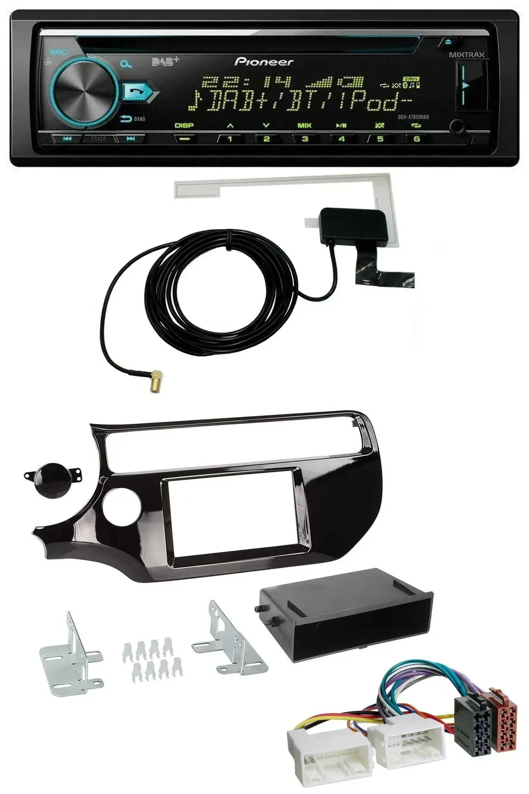 Автомагнитола для Kia Rio UB (с 2015) Pioneer CD/USB/AUX/MP3, DAB, черный глянец (piano black)