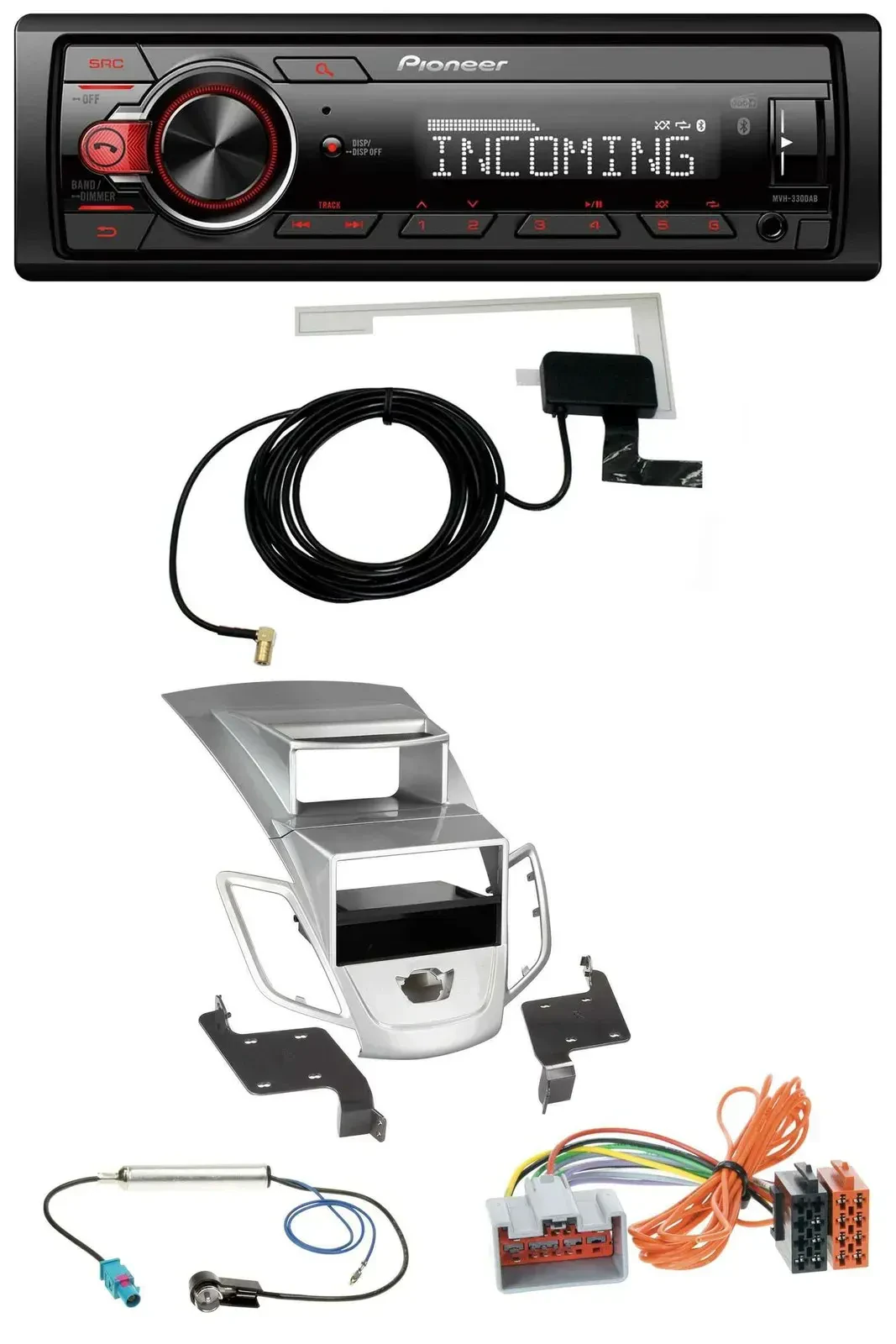 Автомагнитола для Ford Fiesta (2008–2010) Pioneer USB MP3 DAB Bluetooth, серебристая