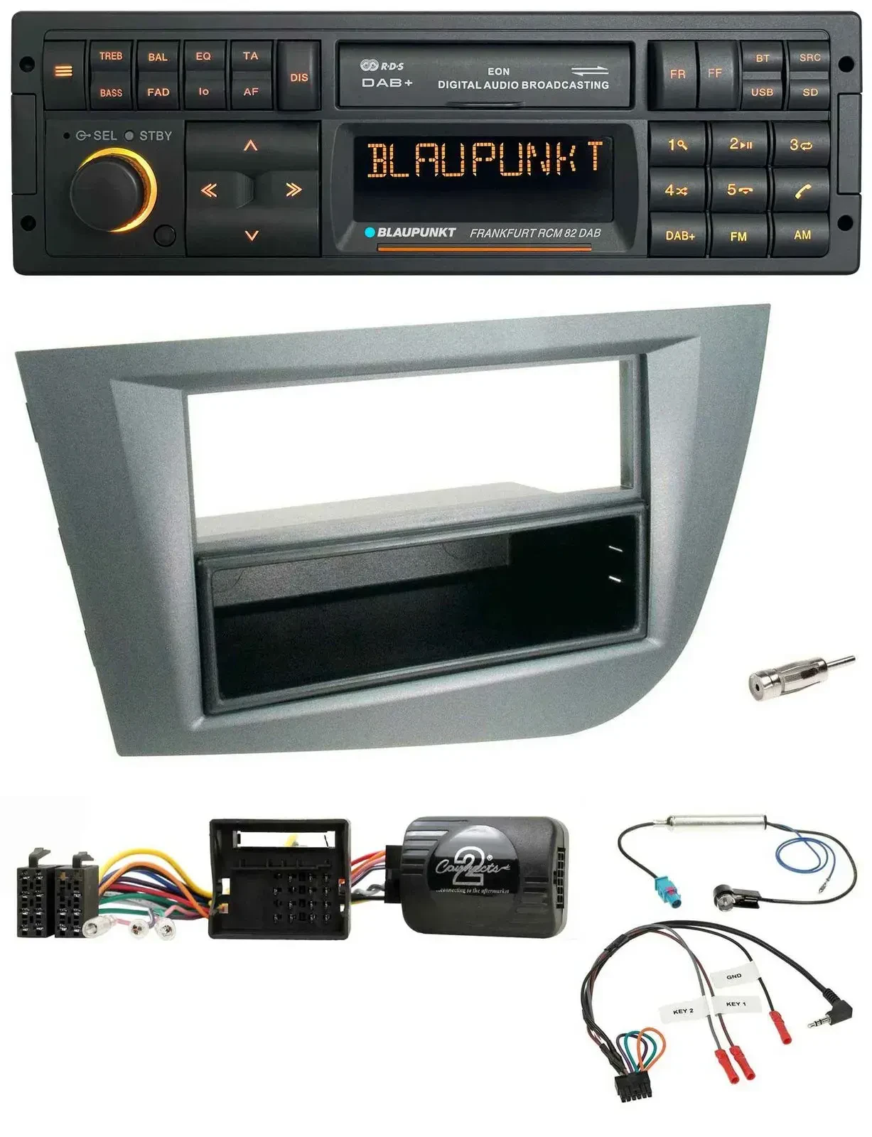 Blaupunkt USB DAB SD Lenkrad Bluetooth Autoradio für Seat Leon 2005-2010 dunkelg