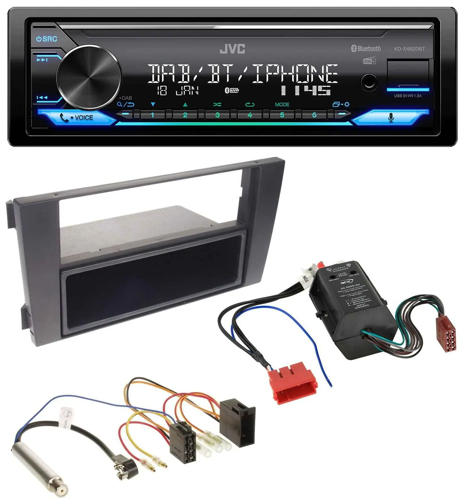 JVC Bluetooth DAB USB MP3 Autoradio für Audi A6 01-05 C5 Symphony Bose Aktivsyst