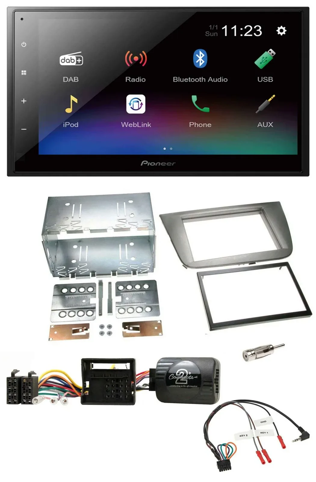 Pioneer USB Bluetooth DAB 2DIN Lenkrad Autoradio für Seat Altea Altea XL Toledo