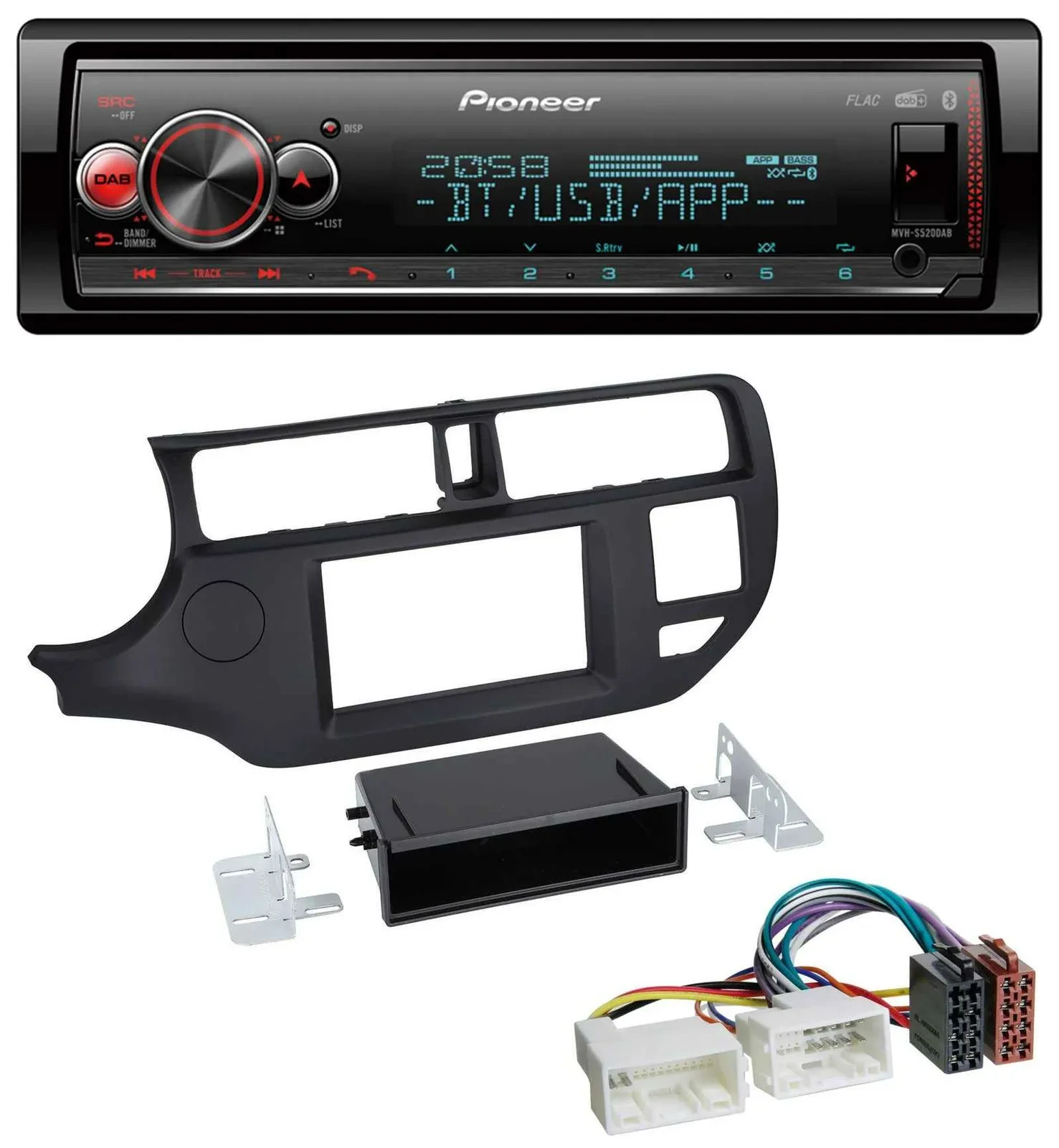 Pioneer Bluetooth USB MP3 DAB Autoradio für Kia Rio (UB 2011-2014) schwarz