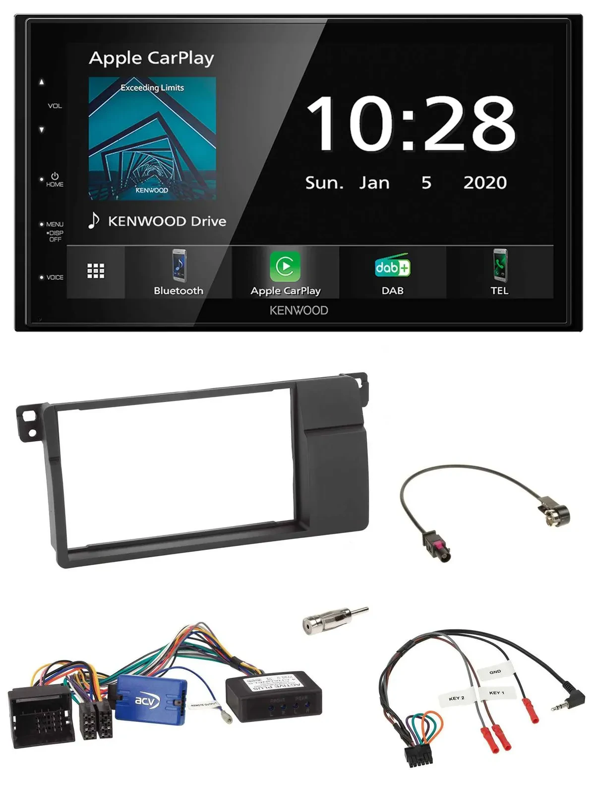 Kenwood Bluetooth Lenkrad DAB USB 2DIN Autoradio für BMW 3er E46 2002-2006 schwa