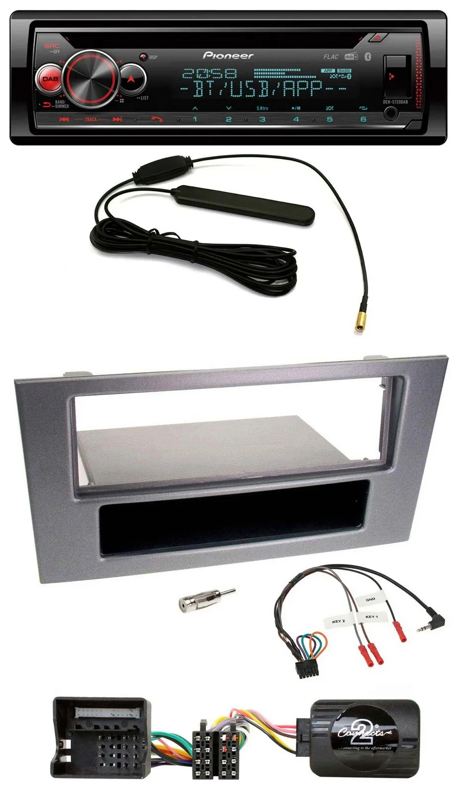 Pioneer USB DAB Lenkrad Bluetooth CD Autoradio für Ford Mondeo 2004-2007 anthraz