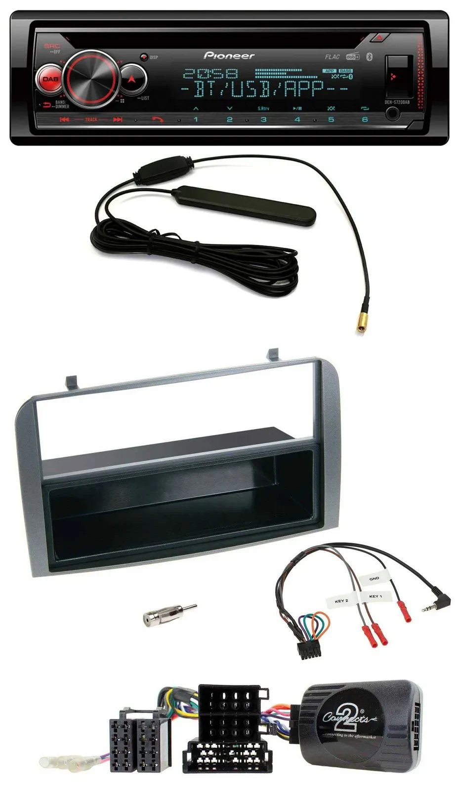 Pioneer USB DAB Lenkrad Bluetooth CD Autoradio für Alfa 147 GT 07-10 anthrazit A