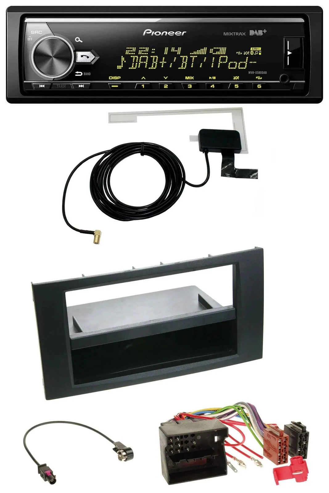 Автомагнитола Pioneer Bluetooth DAB USB MP3 для Ford Focus, C-Max, S-Max, Galaxy (2003–2007)